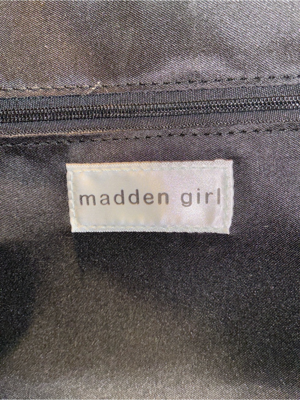 Madden Girl Black Faux-Leather Crossbody Satchel with Chain & Tassels - Picture 10 of 12